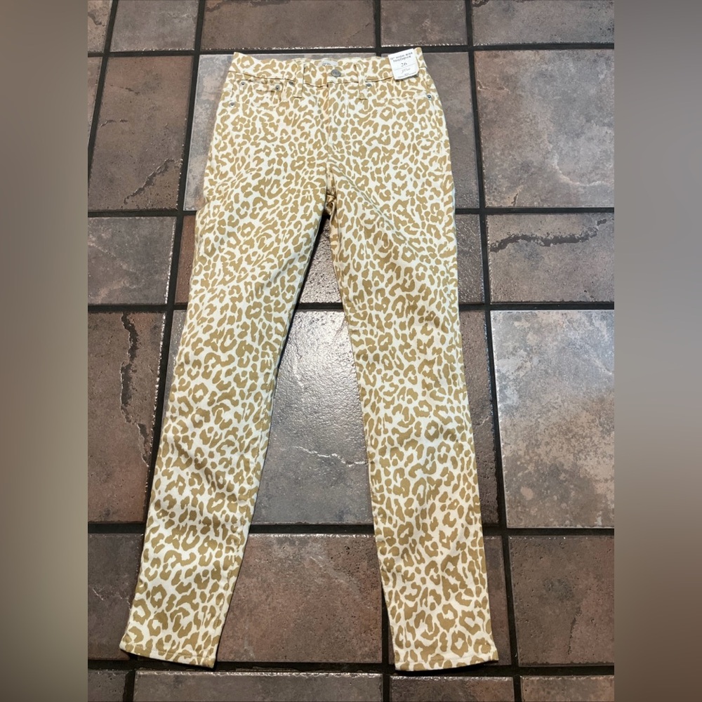 J Crew 10”High-Rise Toothpick Jean Pant in Safari Leopard Size 26 NWT